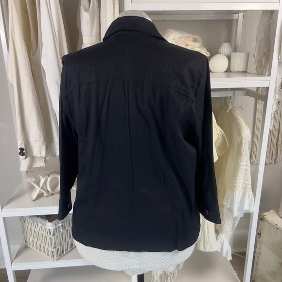 CJ Banks Women's Size 1X Black Button Up Shirt with Button Sleeve detail #3089 - Picture 4 of 10
